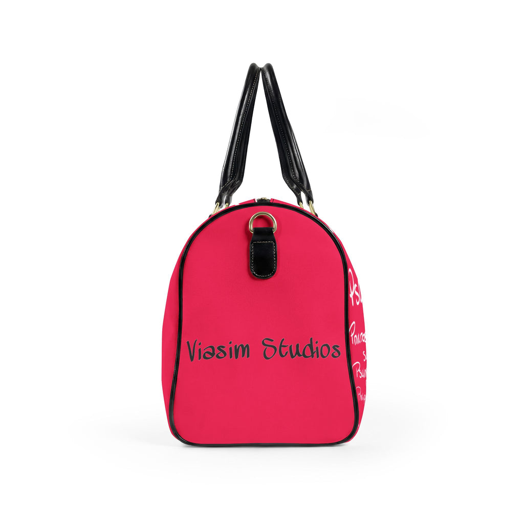 She Walks with Christ  Faux Leather Travel Bag