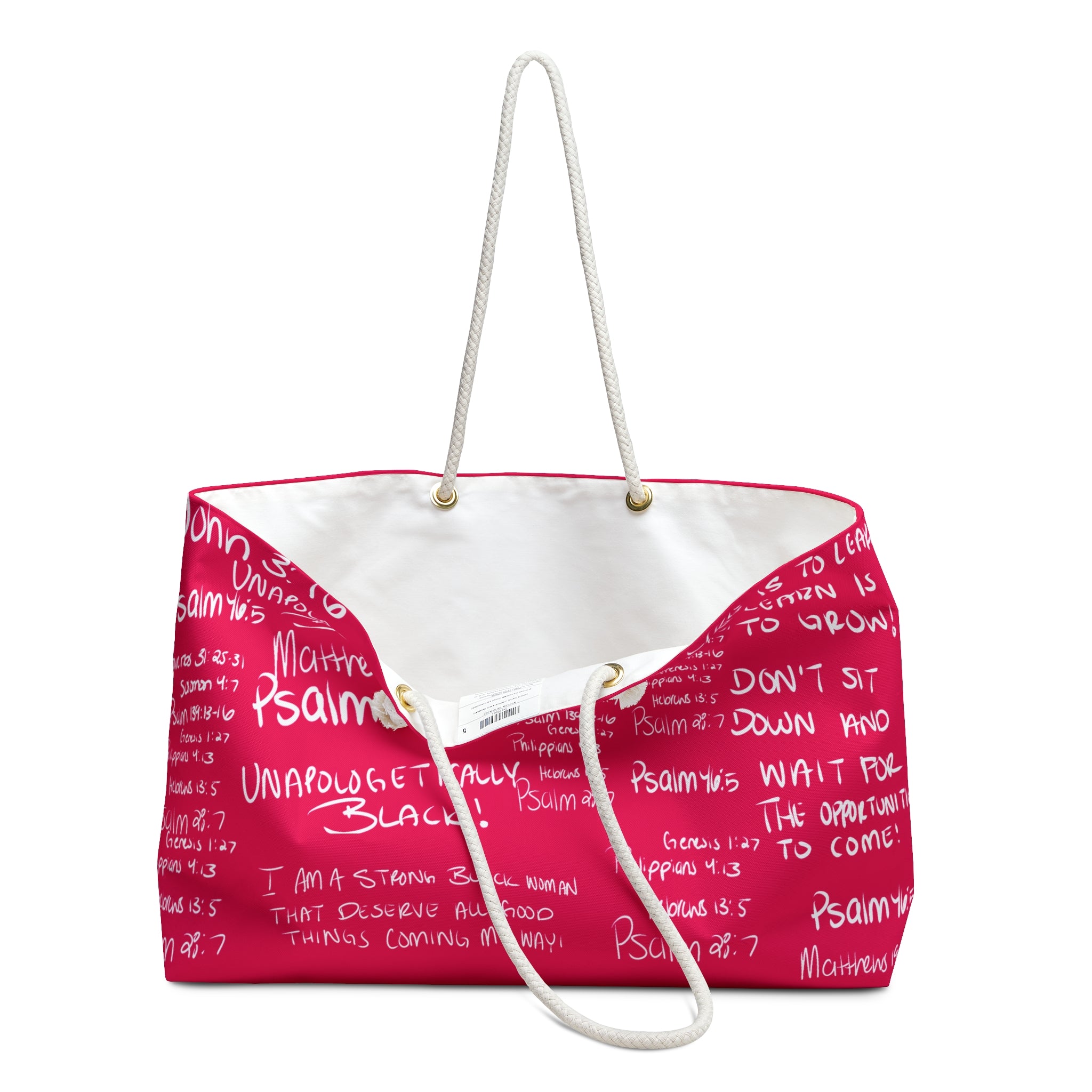 'She Walks With Christ' weekend Bag Hot Pink