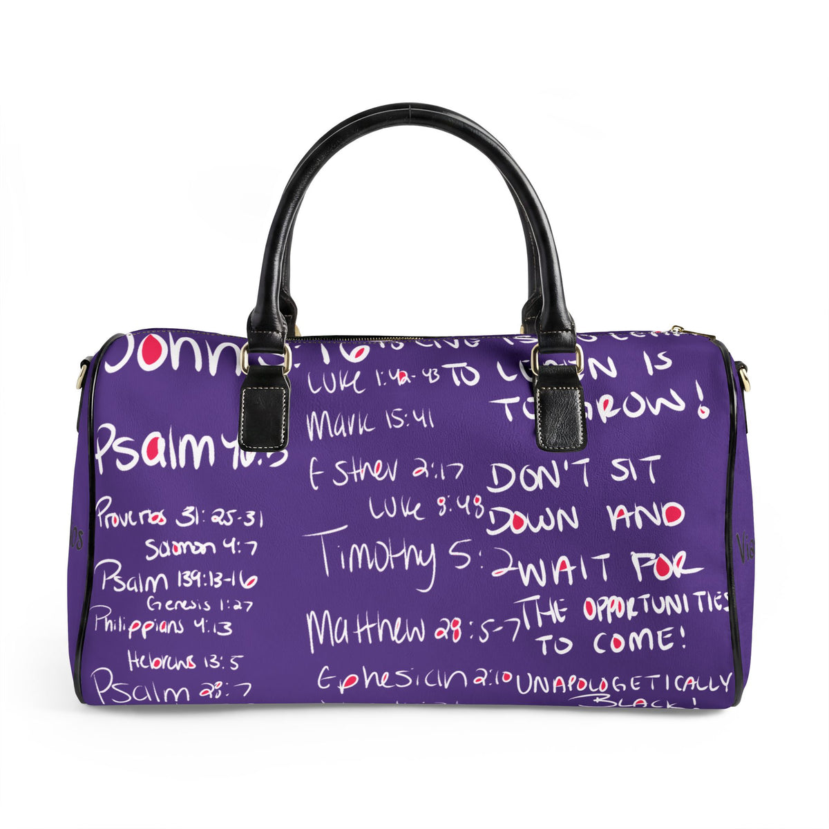 She Walks With Christ  Faux Leather Travel Bag