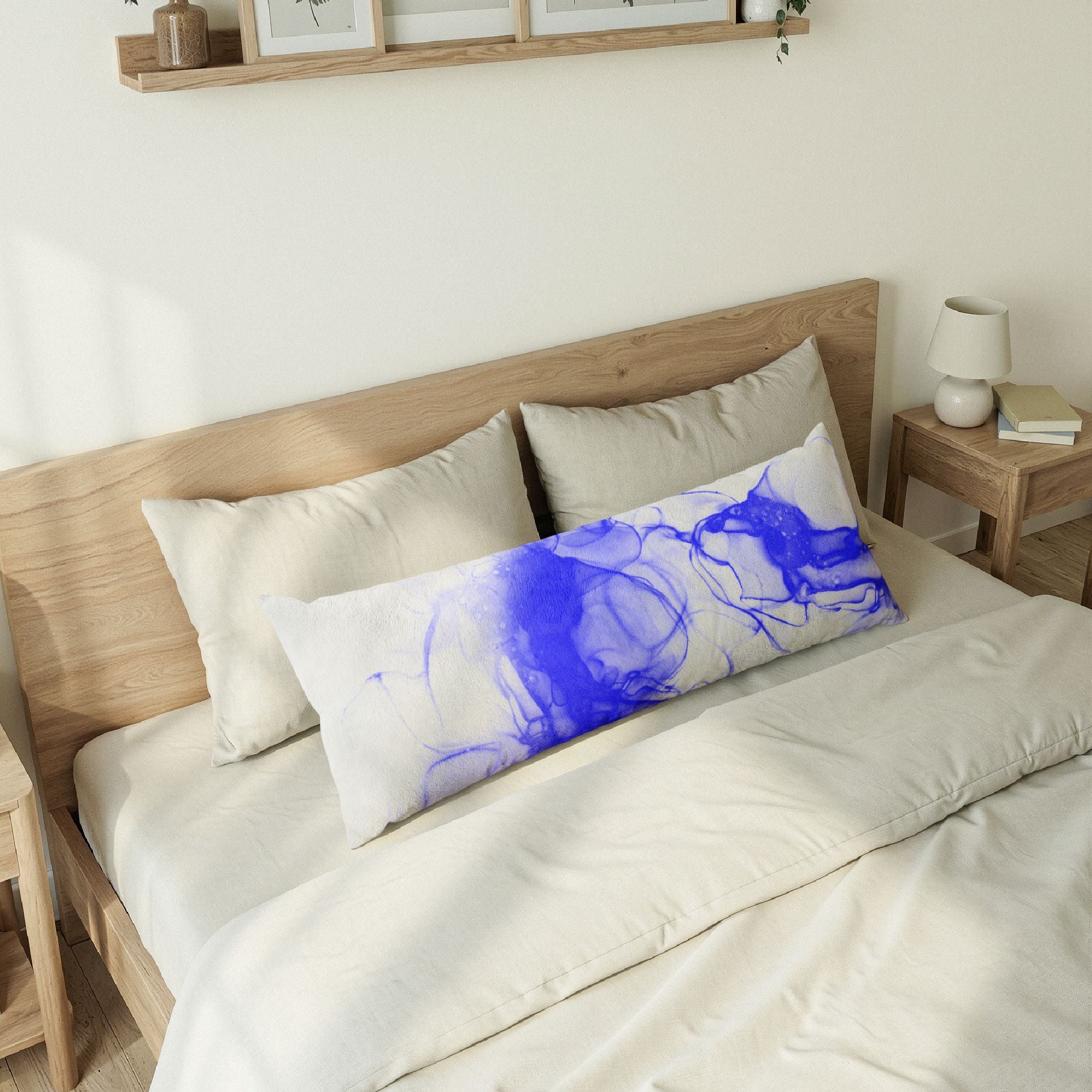 Blue Ink Swirl Body Pillow