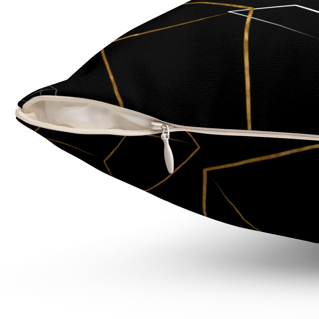 Geometric Gold & Silver Cube Decorative Pillow