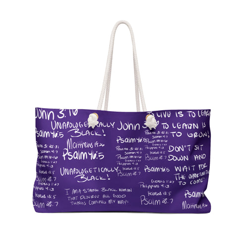 'She Walks With Christ' weekend Bag Purple