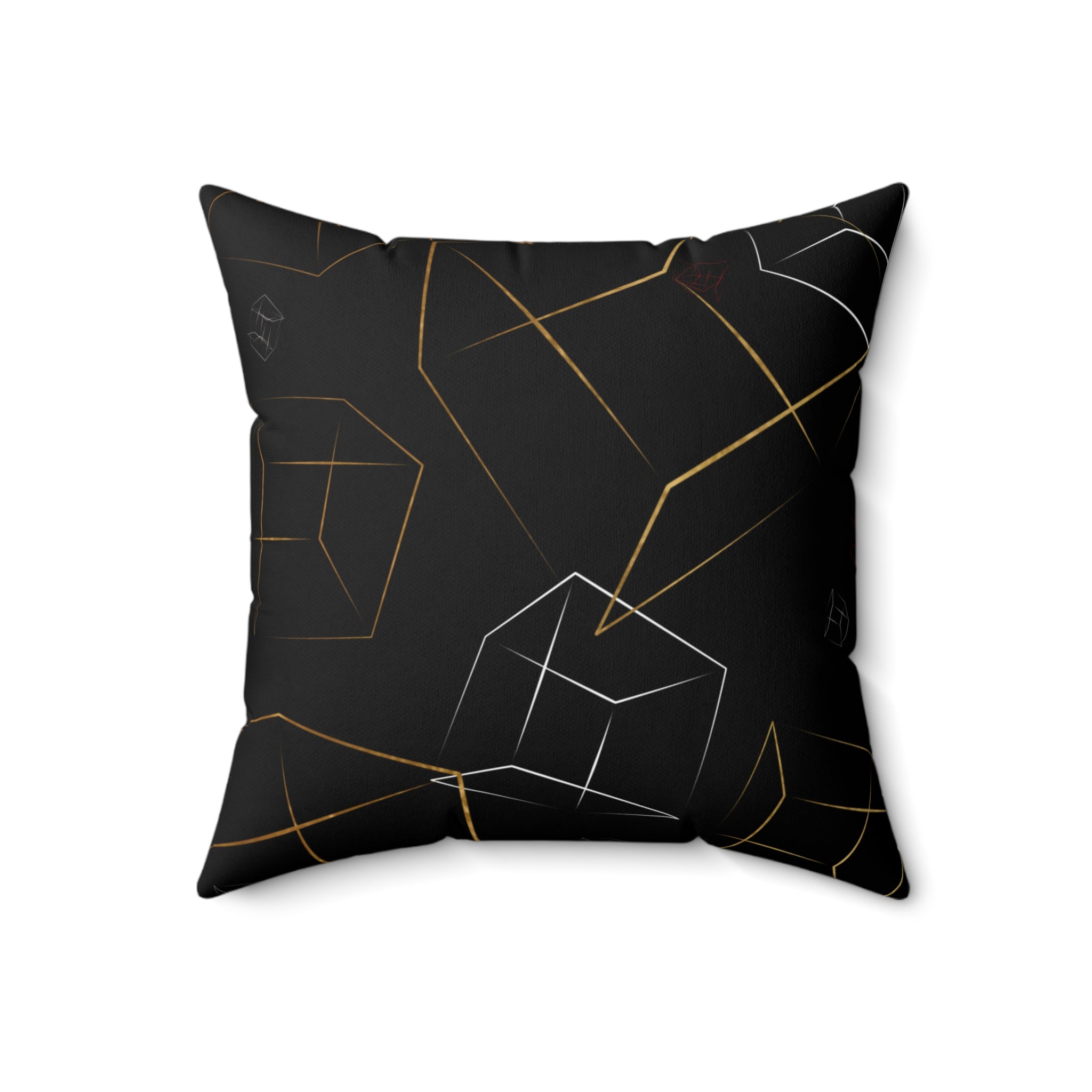 Geometric Gold & Silver Cube Decorative Pillow
