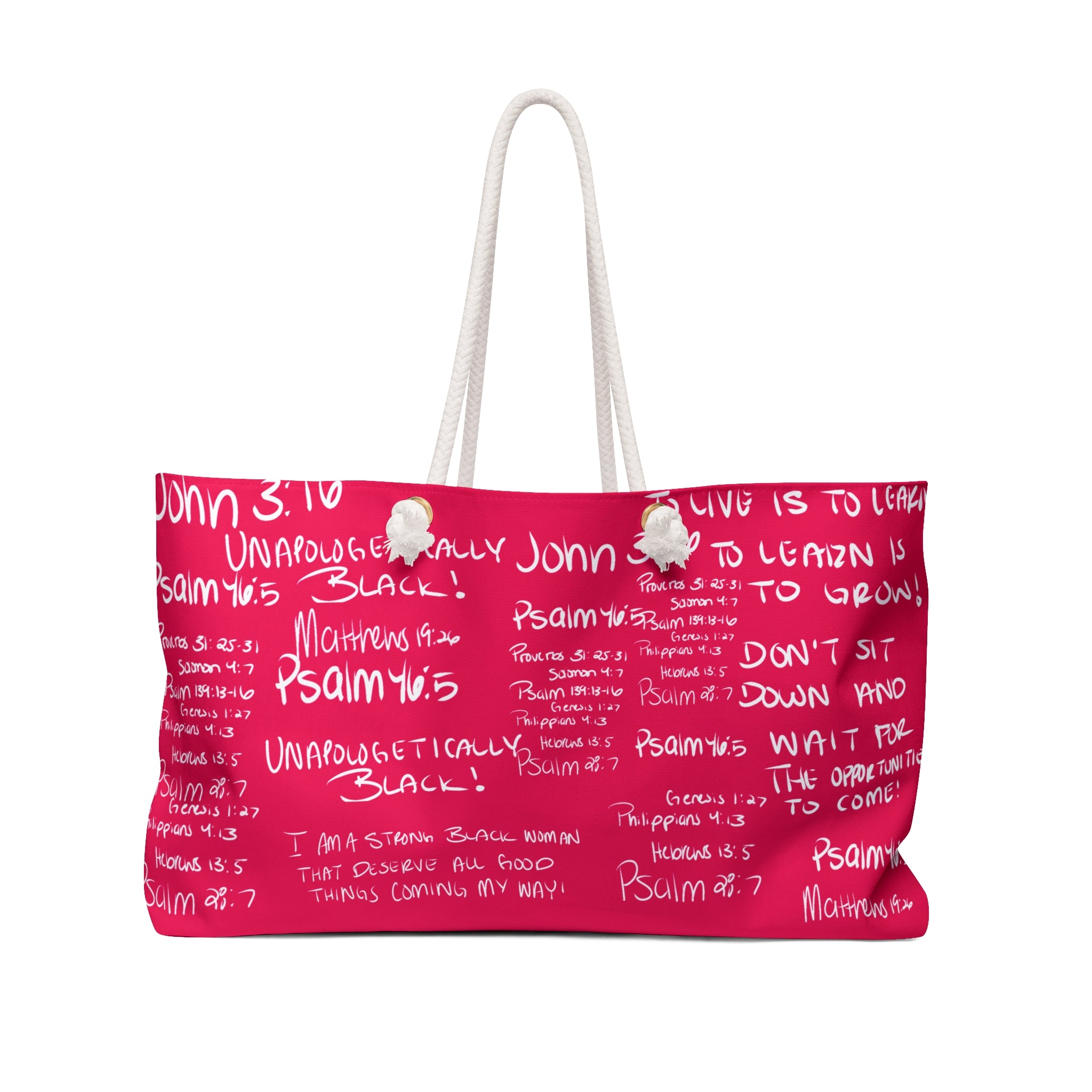'She Walks With Christ' weekend Bag Hot Pink