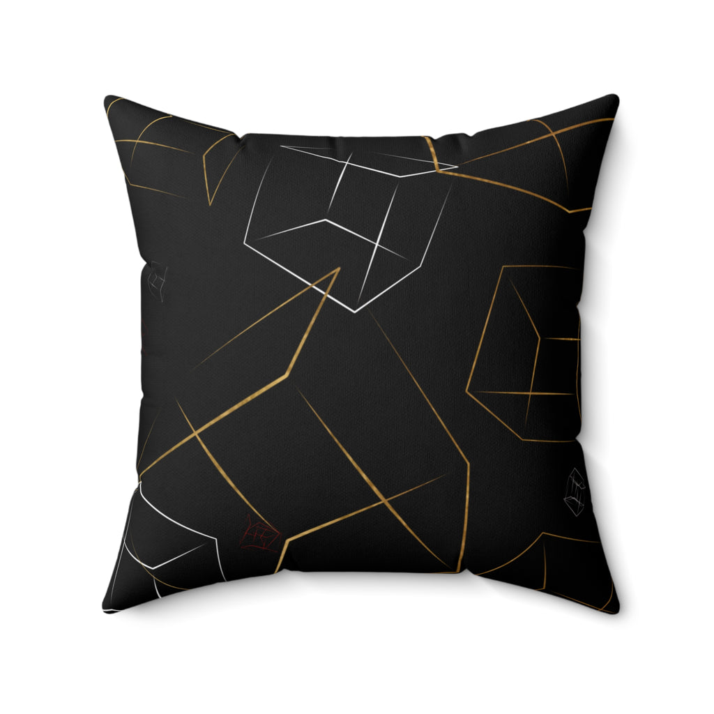 Geometric Gold & Silver Cube Decorative Pillow