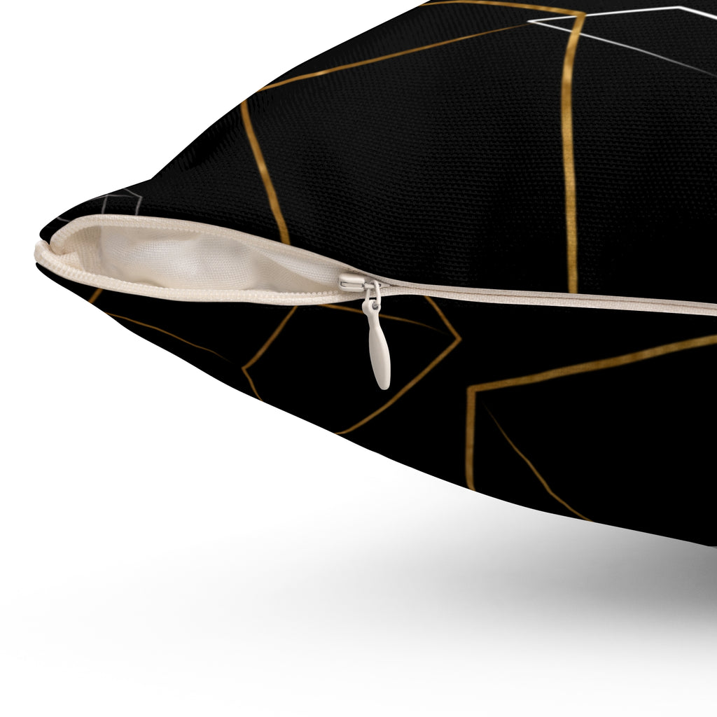 Geometric Gold & Silver Cube Decorative Pillow
