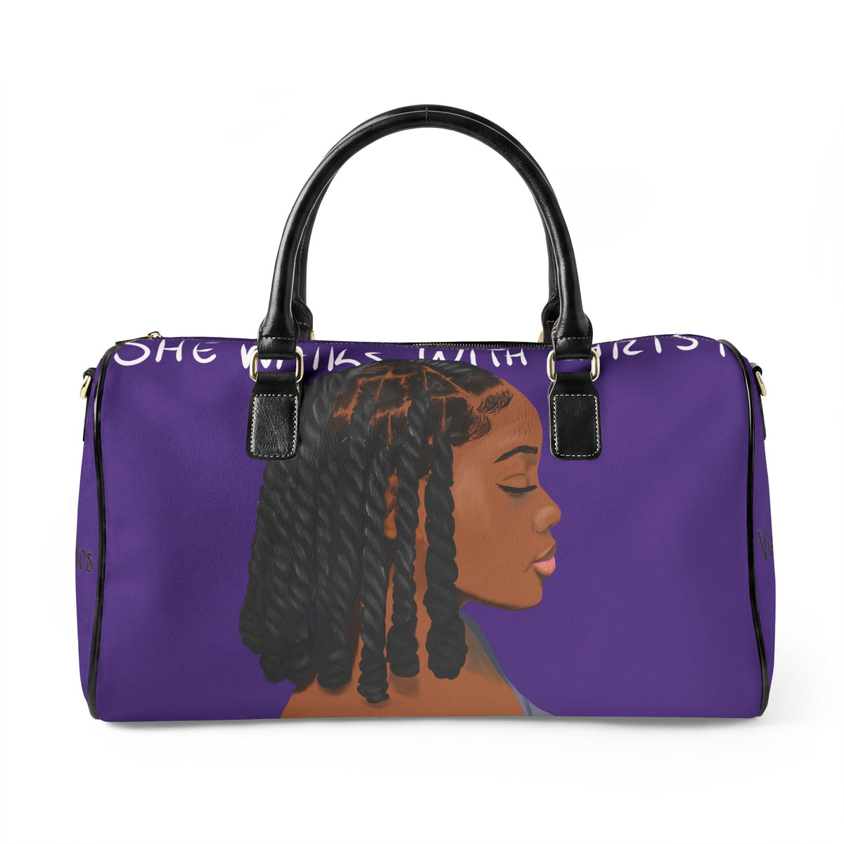 She Walks With Christ  Faux Leather Travel Bag