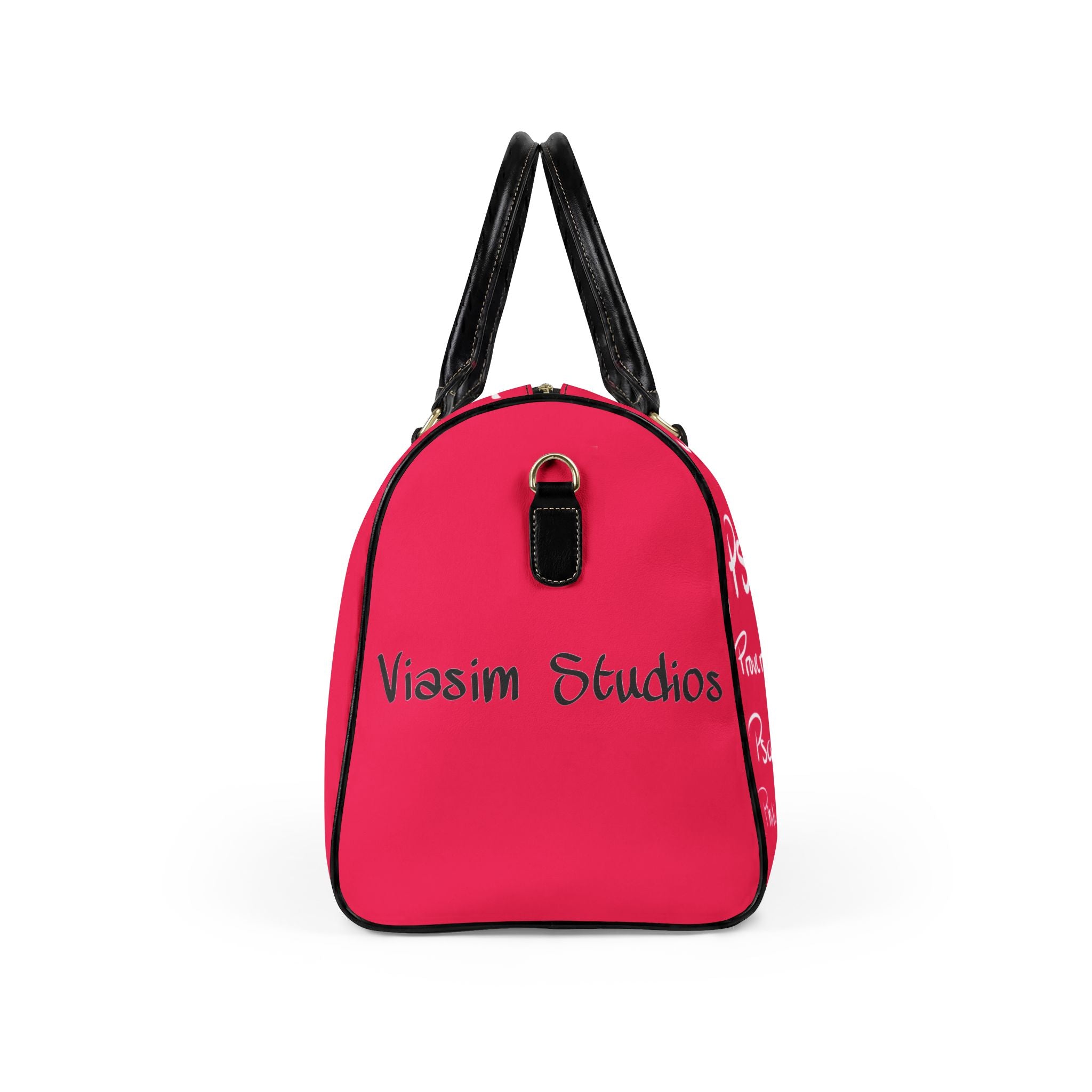 She Walks with Christ  Faux Leather Travel Bag