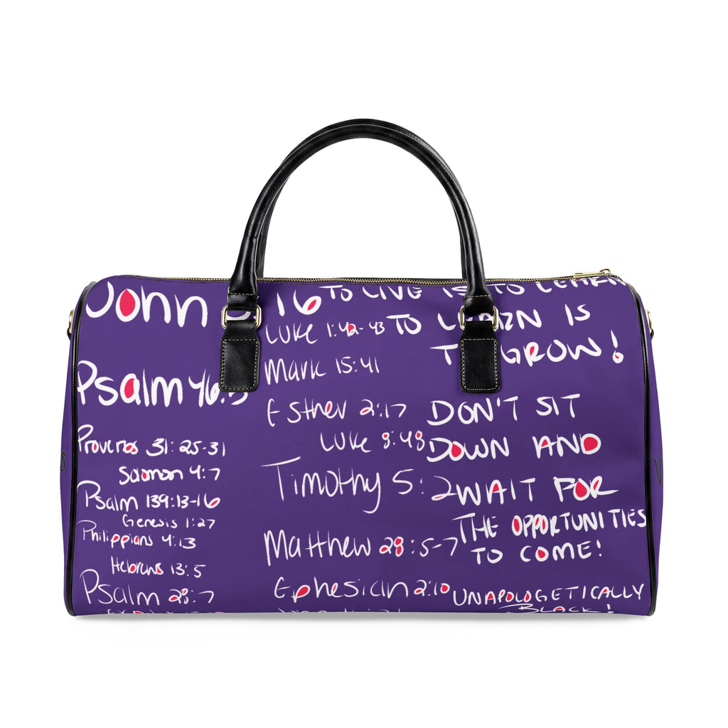 She Walks With Christ  Faux Leather Travel Bag