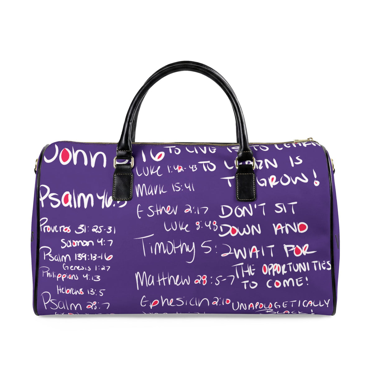 She Walks With Christ  Faux Leather Travel Bag