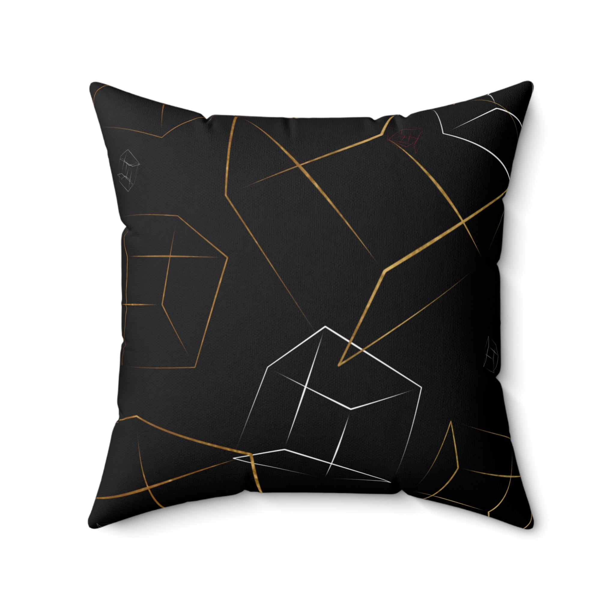 Geometric Gold & Silver Cube Decorative Pillow