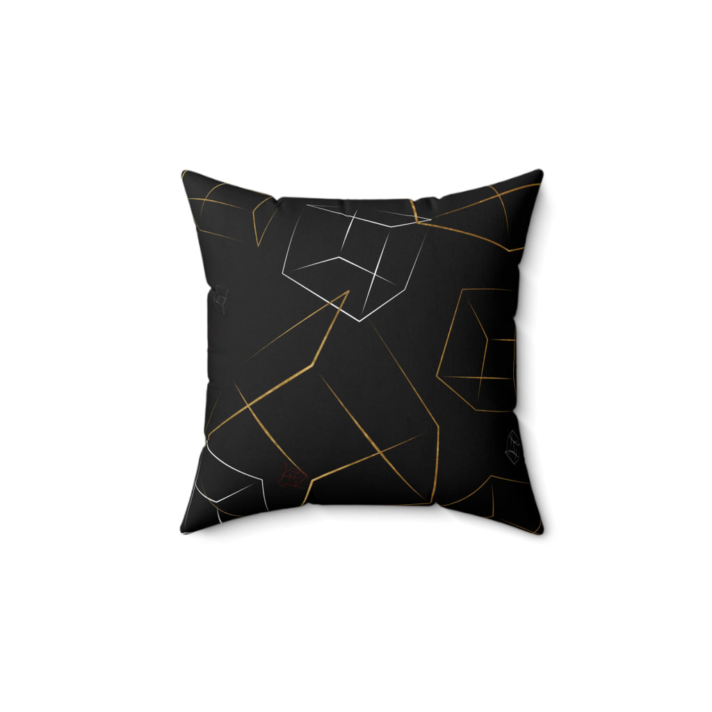 Geometric Gold & Silver Cube Decorative Pillow