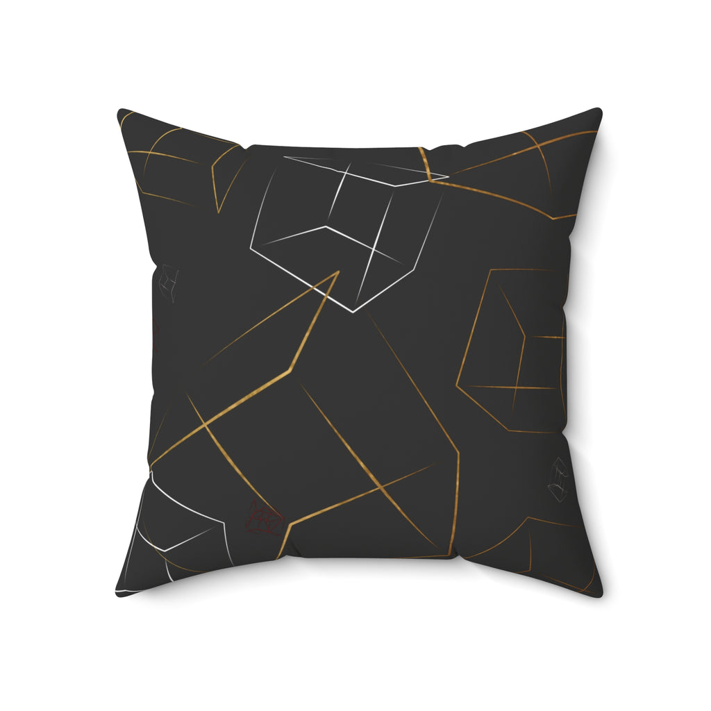 Geometric Gold & Silver Cube Decorative Pillow