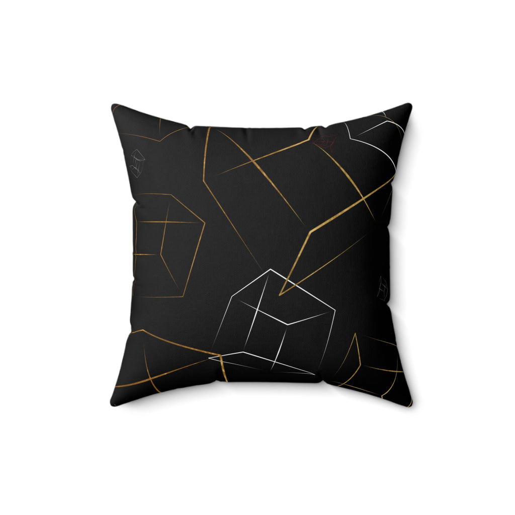 Geometric Gold & Silver Cube Decorative Pillow