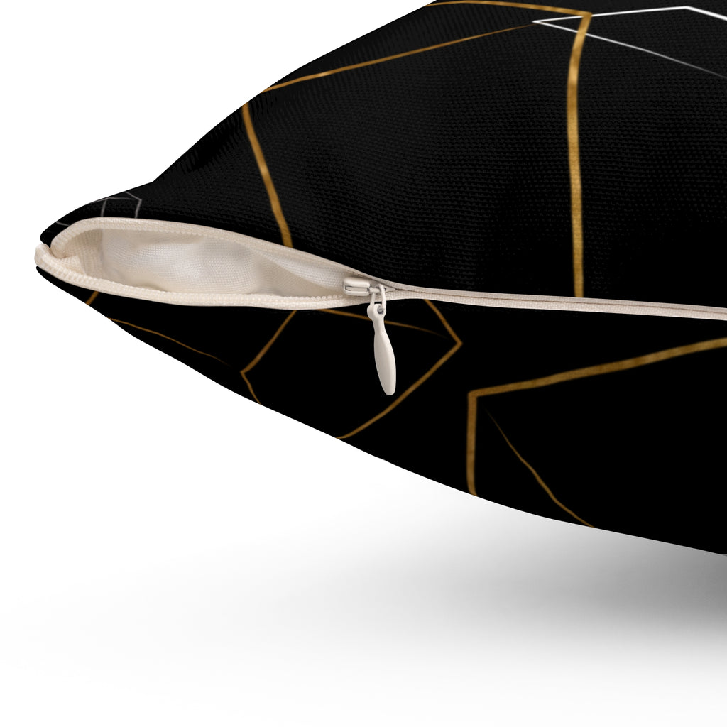 Geometric Gold & Silver Cube Decorative Pillow