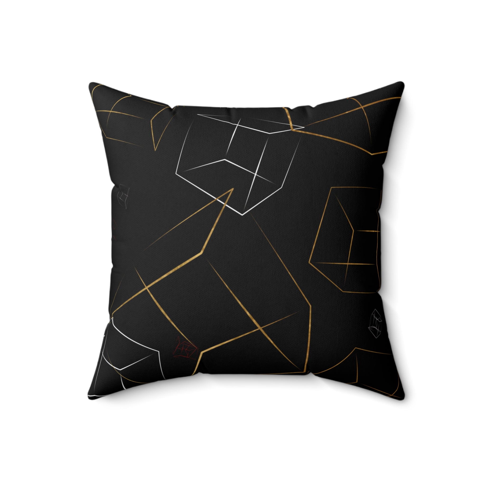 Geometric Gold & Silver Cube Decorative Pillow