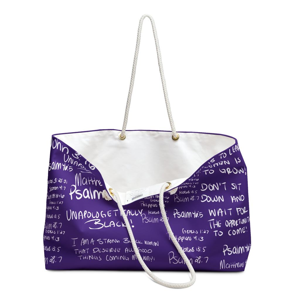 'She Walks With Christ' weekend Bag Purple