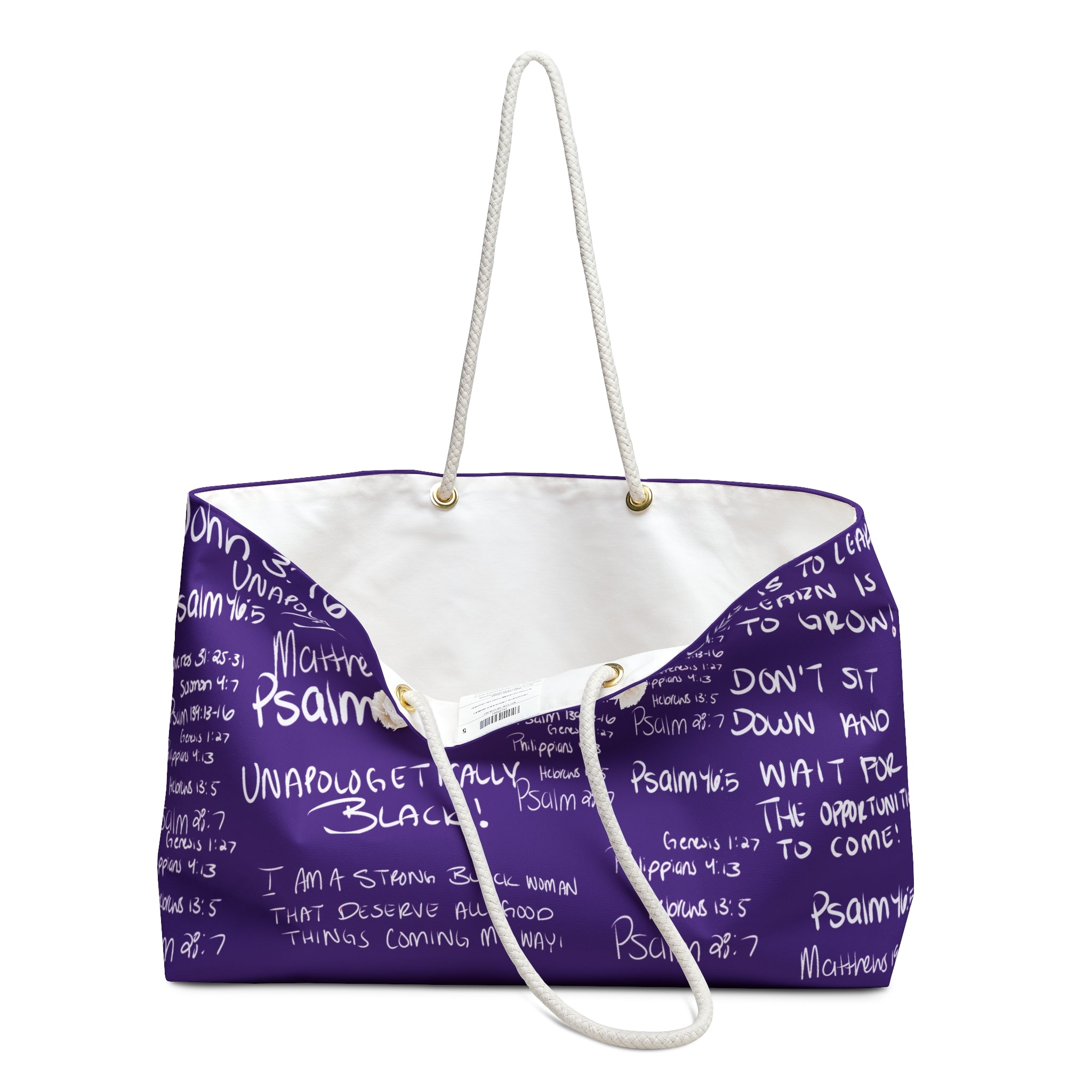 'She Walks With Christ' weekend Bag Purple