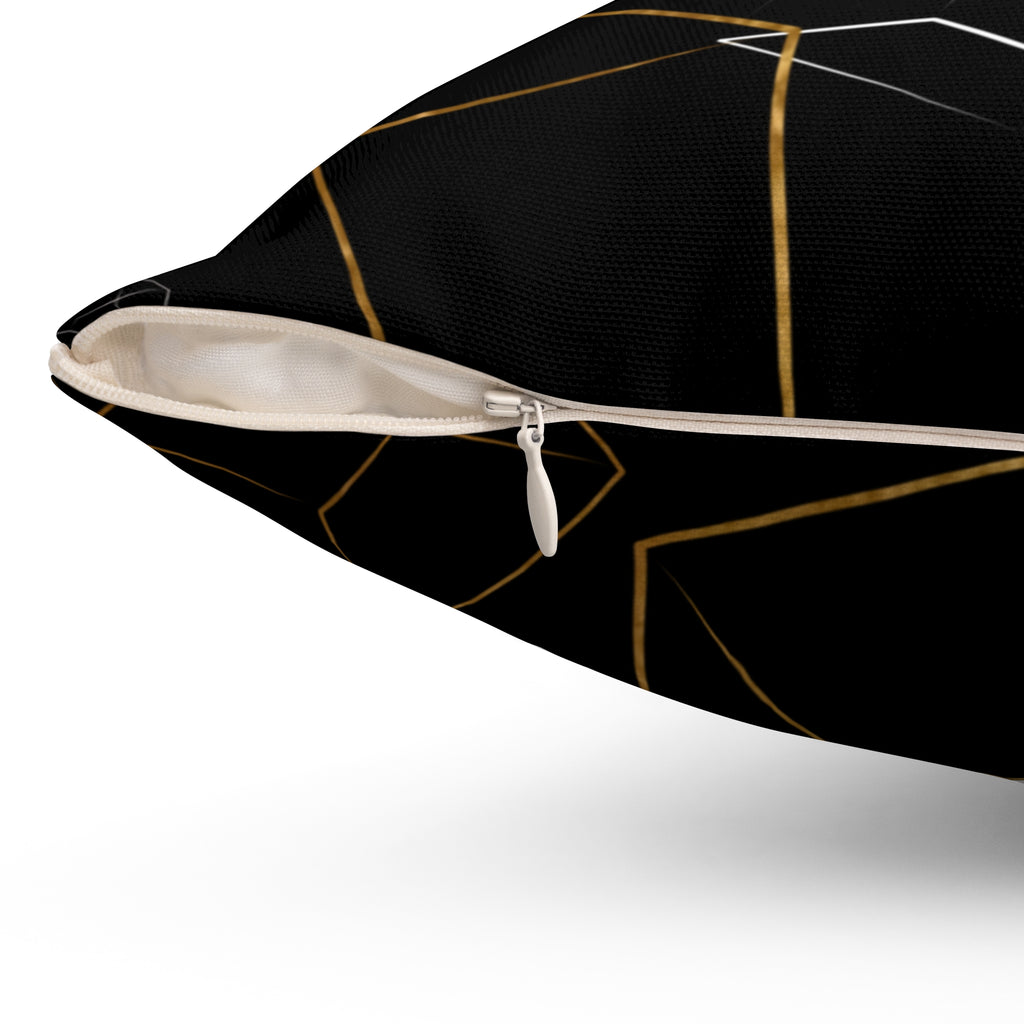 Geometric Gold & Silver Cube Decorative Pillow